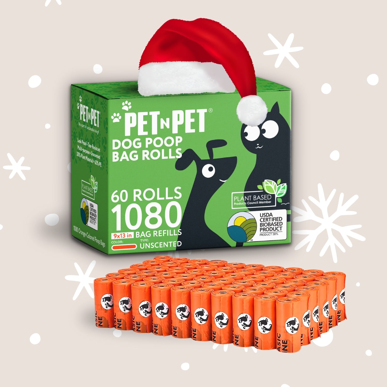 41% Plant-based Poop Bags Orange Poop Bags Poop bags Pet N Pet ®