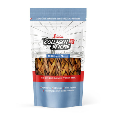 Braided Collagen Stick Dog Treats for Joint Health - 12-Inch Standard (4-Pack) Dog Treats American Pet Supplies