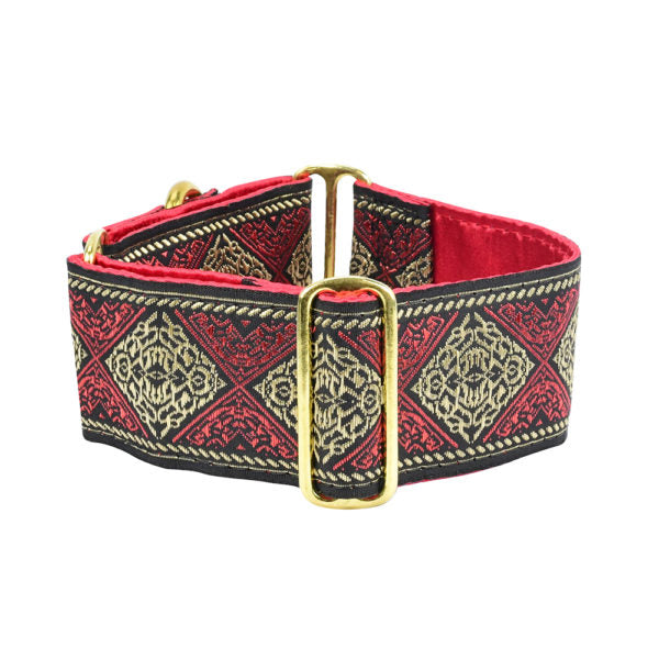 Tribal Red 2″ Wide Martingale Dog Collar 2 Hounds Design