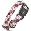 Dogline Biothane Full Color Design Printed Dog Collar with Quick Release Buckle Wine Floral W 3 4" x L 12"-19" Dog Collars Dogline
