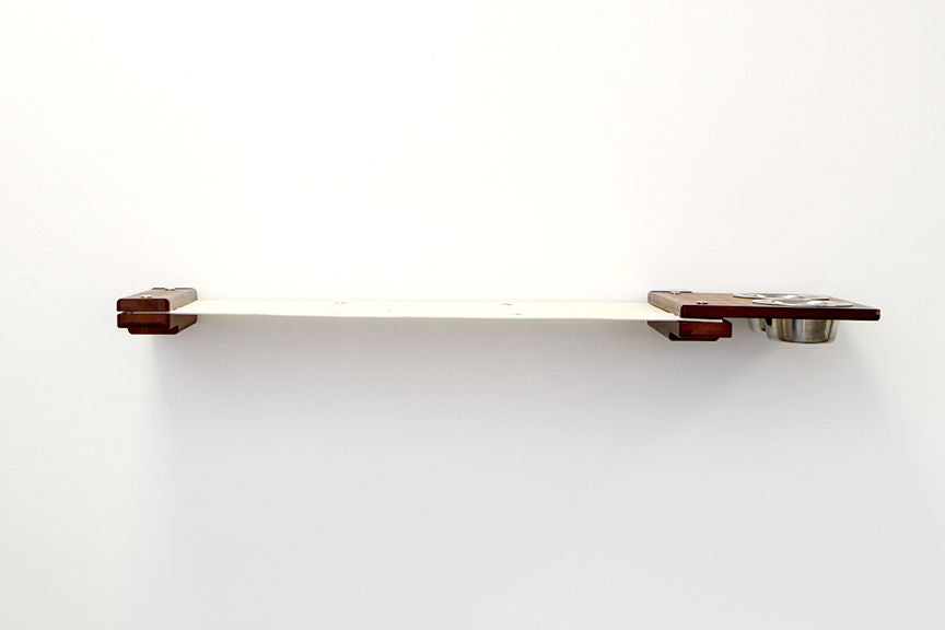 Dog Proof Cat Feeder - Wall-Mounted - Raised Standard English Chestnut Bamboo Natural Canvas 24" Cat Hammock Catastrophic Creations