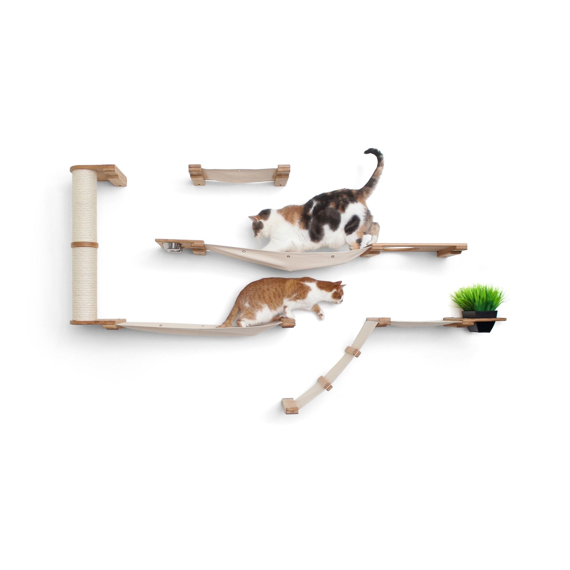 The Bunker - Multi Level Cat Tree with Perch Natural Bamboo Natural Canvas Planter Cat Condo Catastrophic Creations