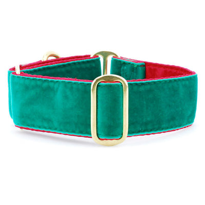Holiday Velvet – Green/Red Martingale Dog Collar 2 Hounds Design
