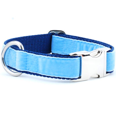 Light Blue/Navy Holiday Velvet Essential Martingale Dog Collar Martingale Dog Collar 2 Hounds Design