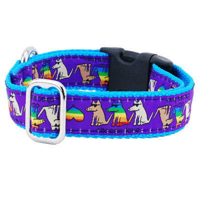 1″ Choose Love Teddy The Dog Essential Buckle Martingale Dog Collar 2 Hounds Design