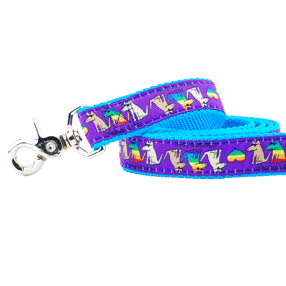 1″ Choose Love Teddy The Dog Ribbon Dog Leash 2 Hounds Design