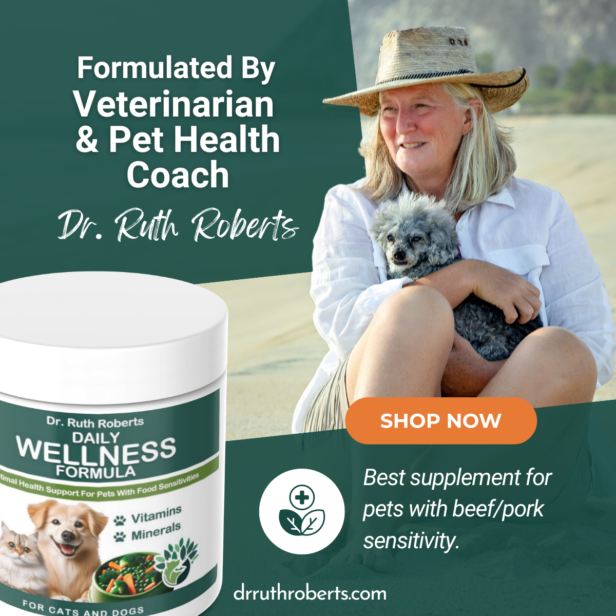 Pet's Daily Wellness Formula - For Pets With Pork/Beef Allergy Vitamins & Supplements Dr. Ruth Roberts