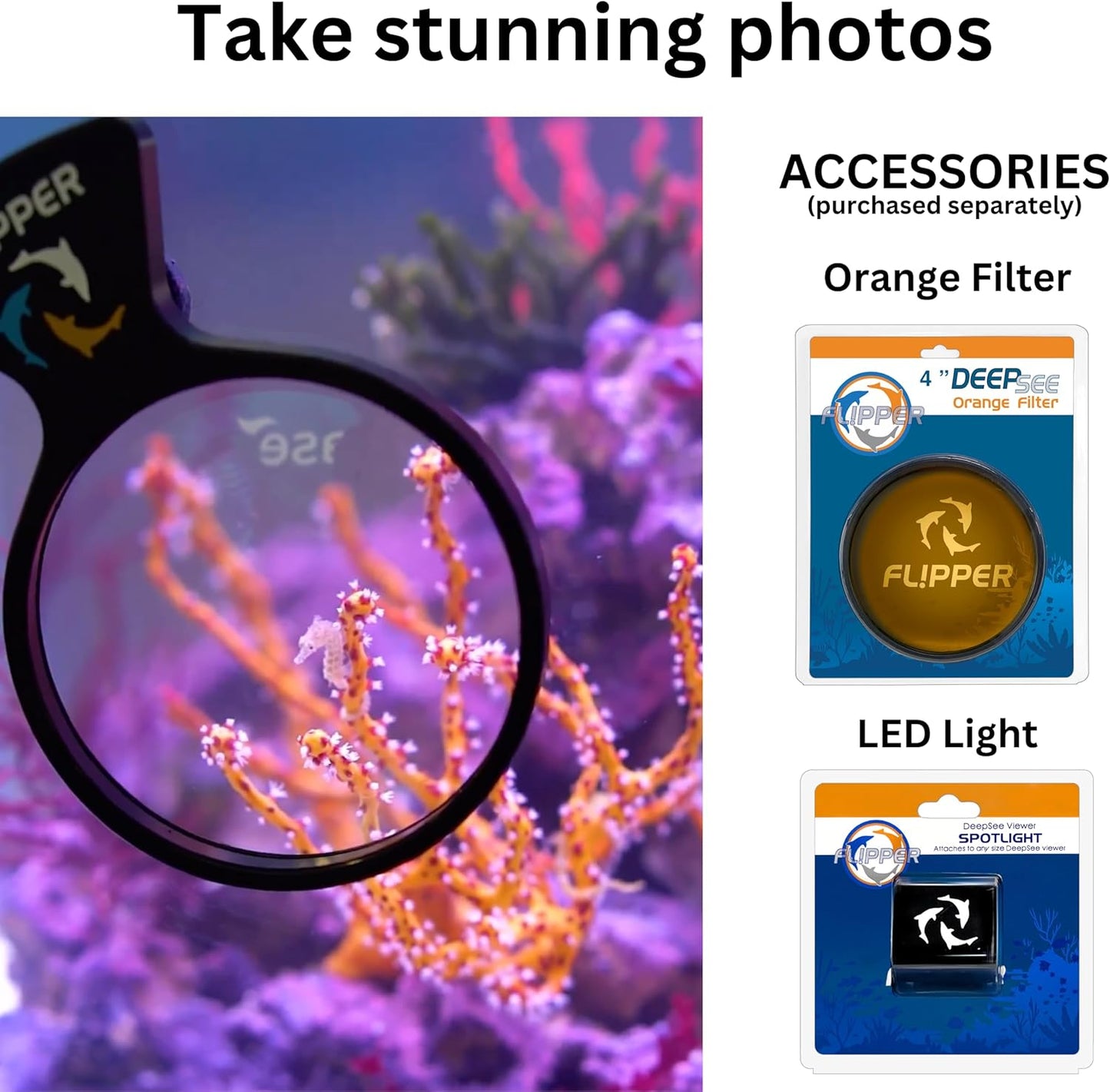 DeepSee Viewer Black Max 5" - Orange Filter Aquarium Viewer Flipper Aquarium Products