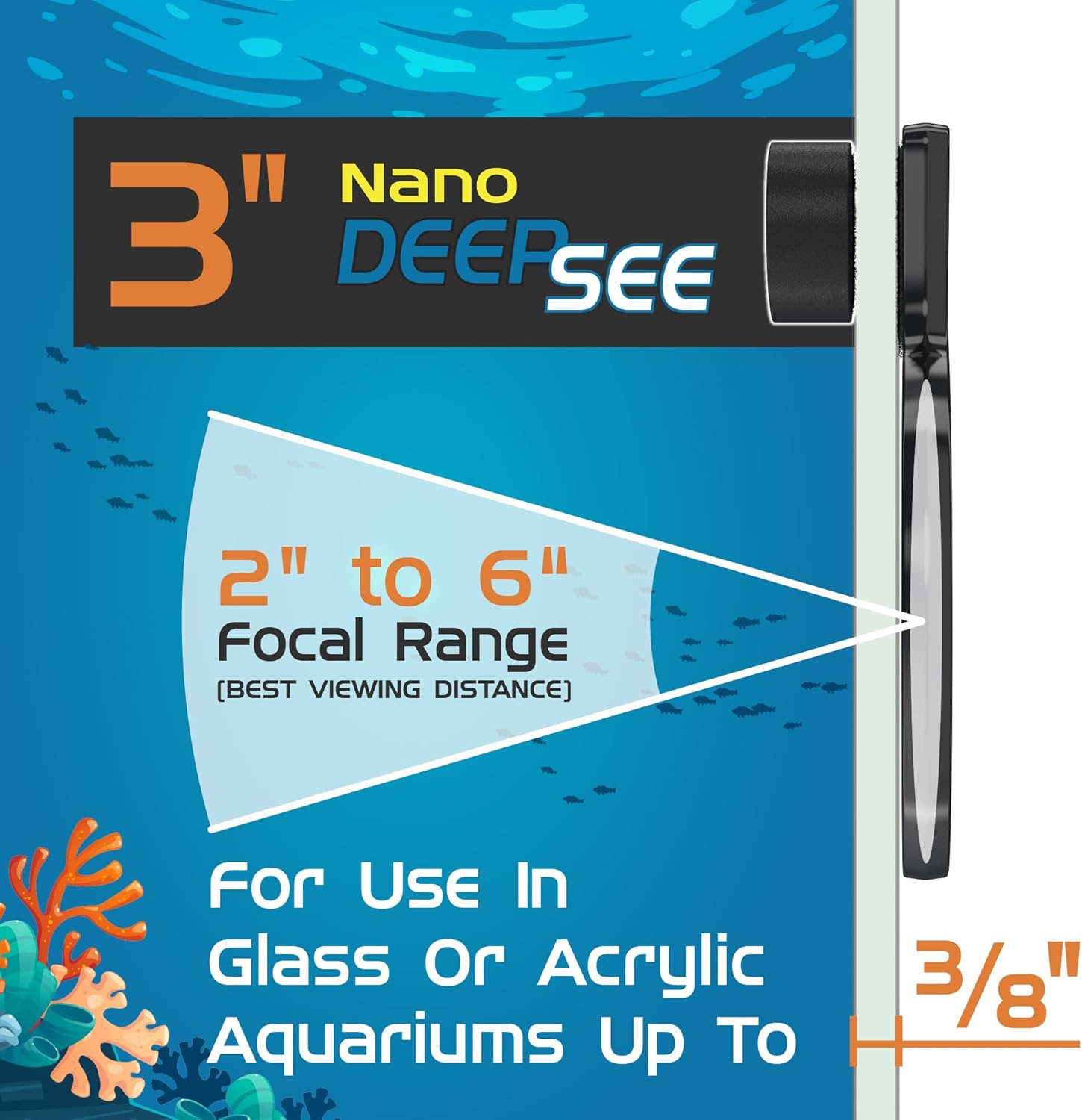 DeepSee Viewer Black Nano 3" Aquarium Viewer Flipper Aquarium Products