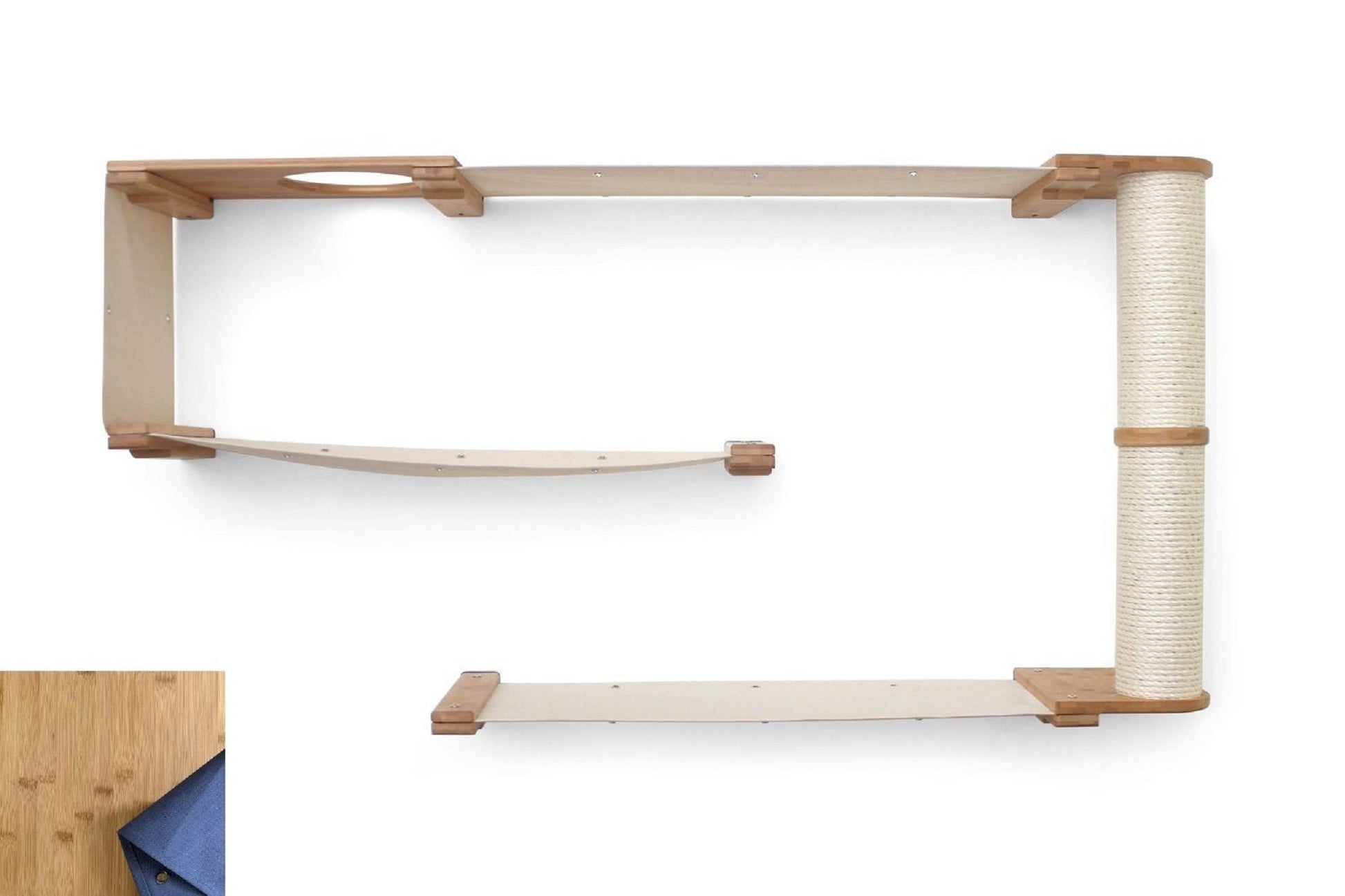 Cat Maze Wall - 3 Tier Cat Tree Natural Bamboo Pole Cat Condo Catastrophic Creations