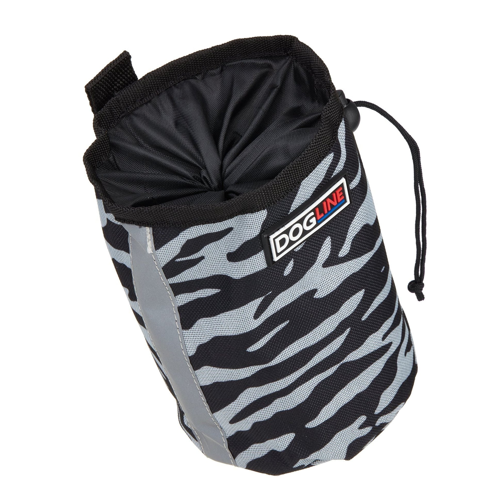 Beta Treat Pouch with Built-In Waste Bag Dispenser Zebra Black White Training Gear Dogline