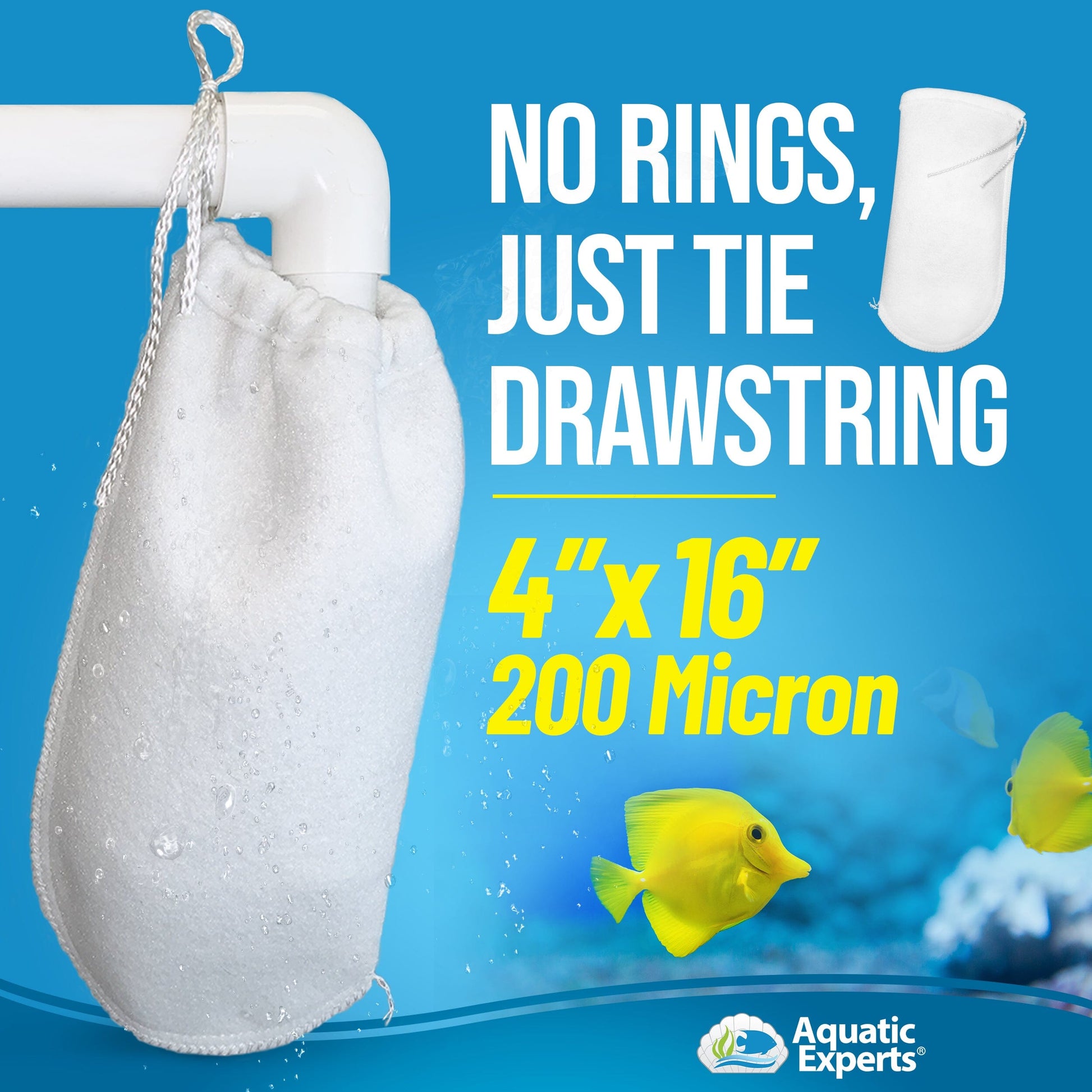 Aquatic Experts Drawstring Filter Sock 200 Micron for Saltwater & Reef AquariumsAquarium Filter Sock 200 Micron for Saltwater & Reef Aquariums Aquatic Experts