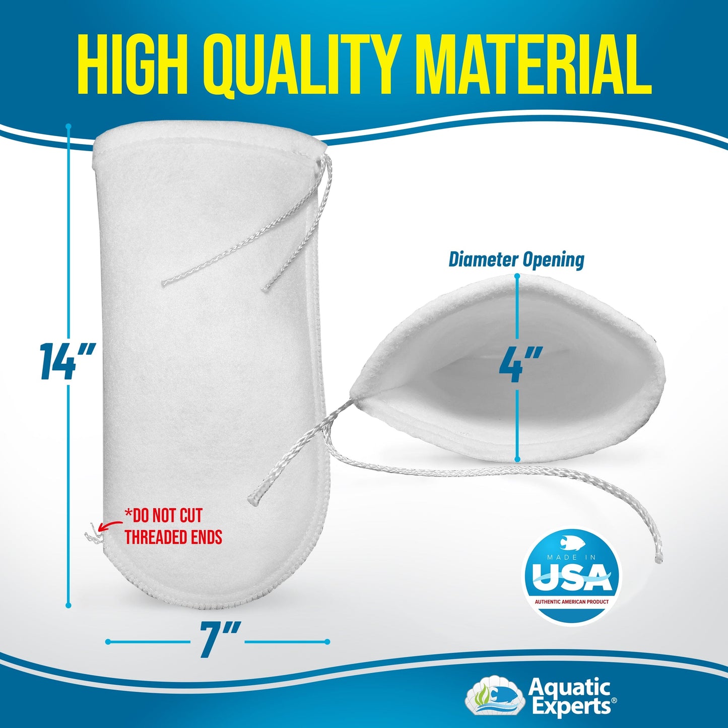 Aquatic Experts Drawstring Filter Sock 200 Micron for Saltwater & Reef AquariumsAquarium Filter Sock 200 Micron for Saltwater & Reef Aquariums Aquatic Experts