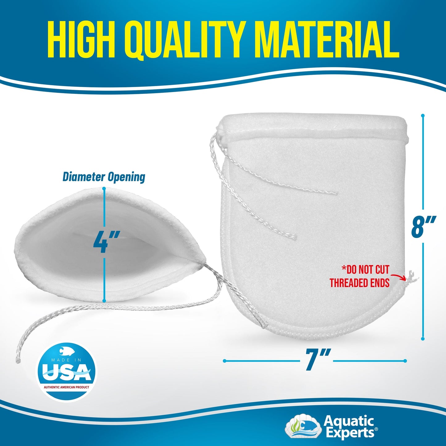 Aquatic Experts Drawstring Filter Sock 200 Micron for Saltwater & Reef AquariumsAquarium Filter Sock 200 Micron for Saltwater & Reef Aquariums Aquatic Experts