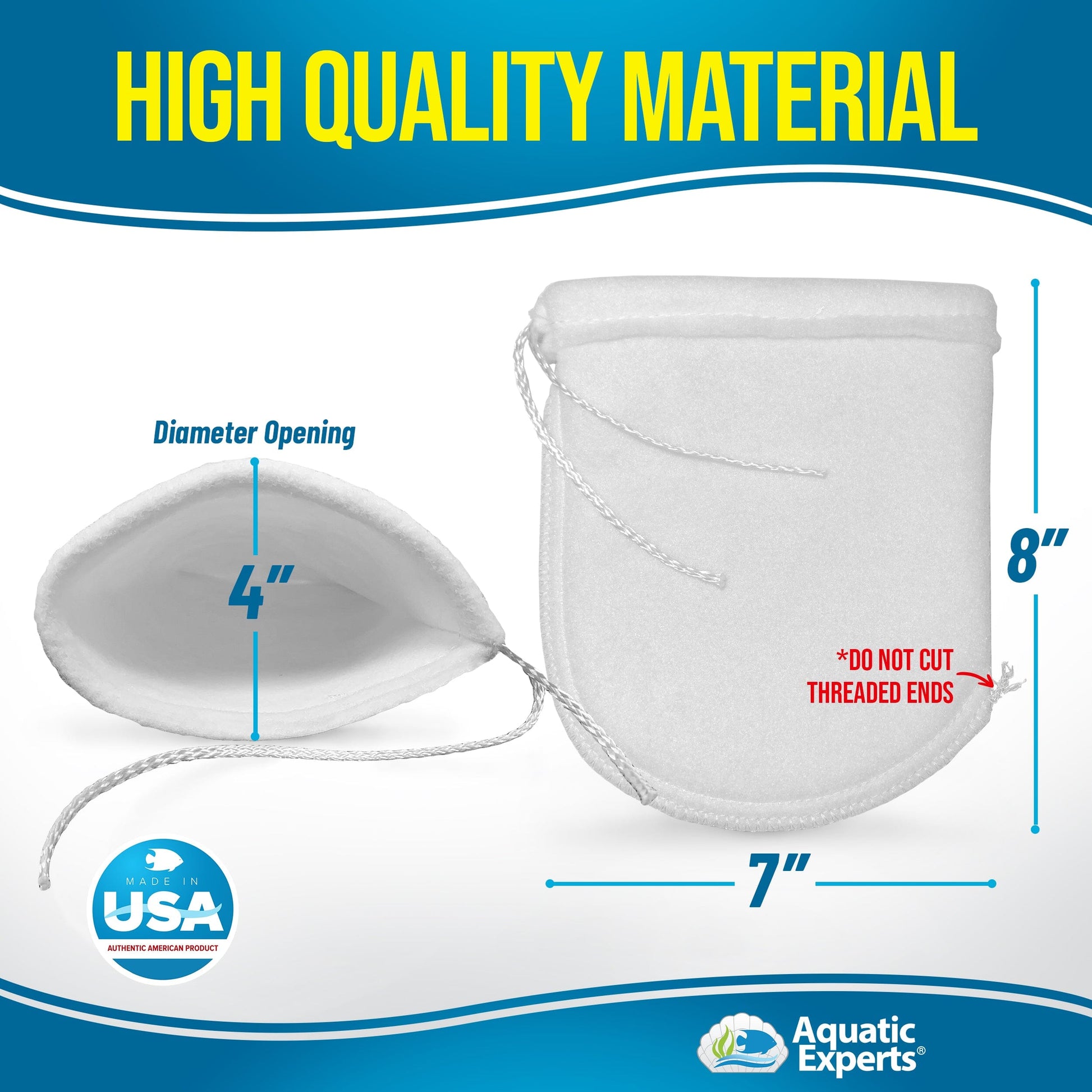 Aquatic Experts Drawstring Filter Sock 200 Micron for Saltwater & Reef AquariumsAquarium Filter Sock 200 Micron for Saltwater & Reef Aquariums Aquatic Experts