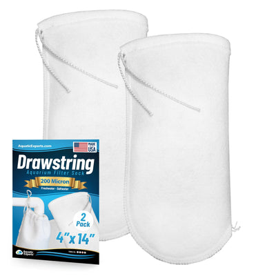 Aquatic Experts Drawstring Filter Sock 200 Micron for Saltwater & Reef AquariumsAquarium Filter Sock 200 Micron for Saltwater & Reef Aquariums 4" Opening 14" 2 pack Aquatic Experts