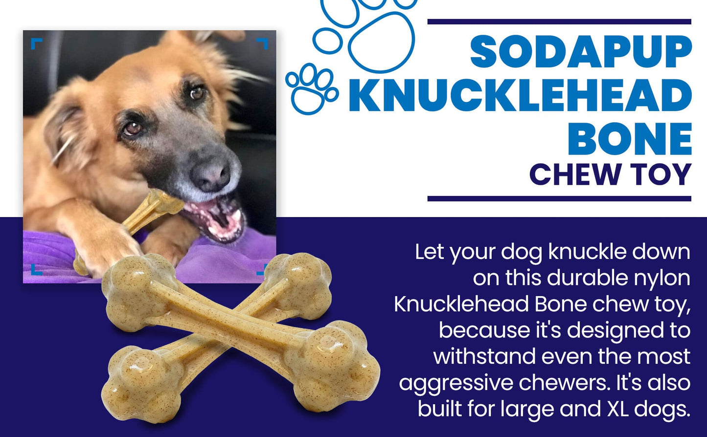 Knuckle Bone Nylon Dog Chew Toy for Aggressive Chewers | Made in USA Nylon Dog Toys SodaPup/True Dogs, LLC