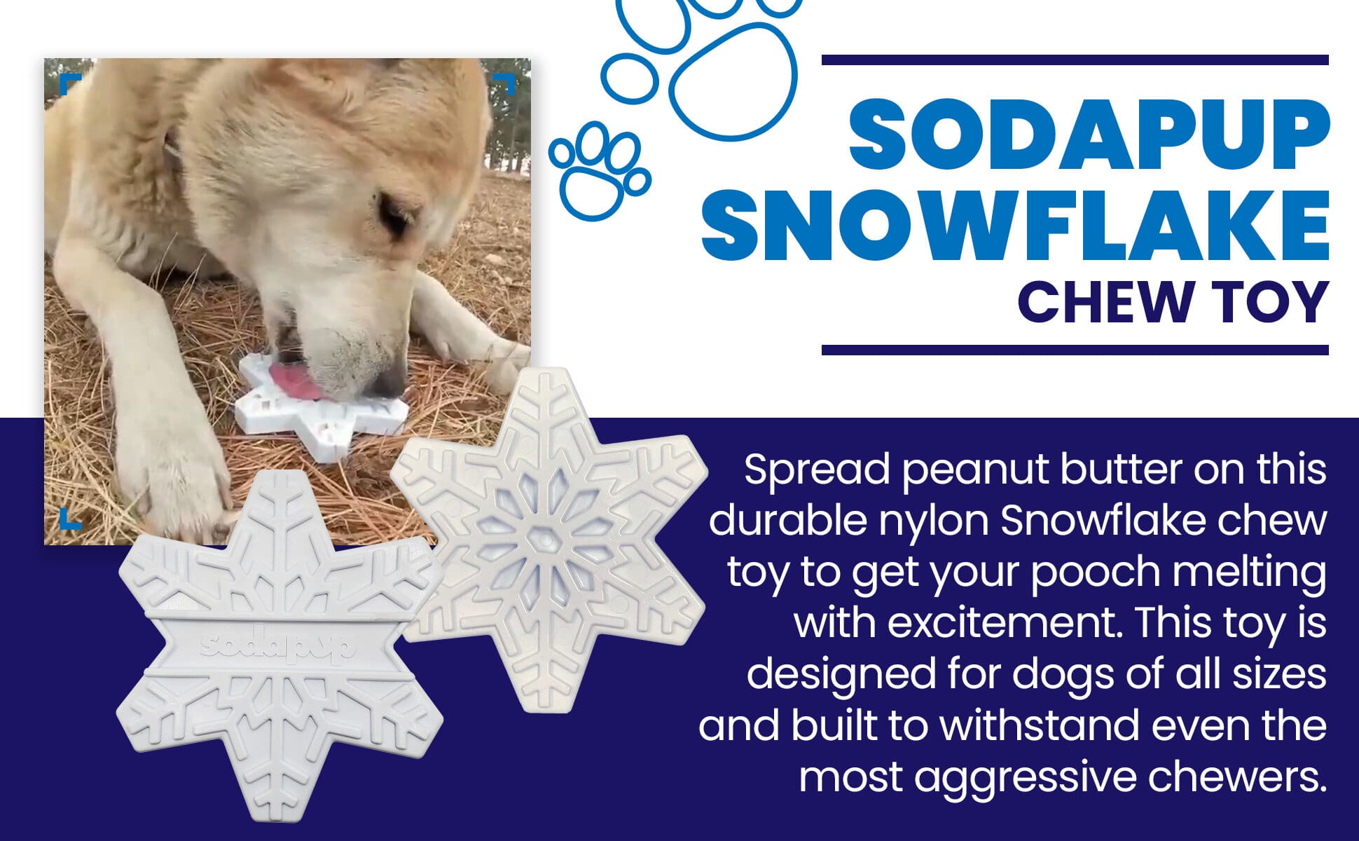 Snowflake Nylon Dog Chew Toy for Aggressive Chewers | USA Made & FDA Compliant Nylon Dog Toys SodaPup/True Dogs, LLC