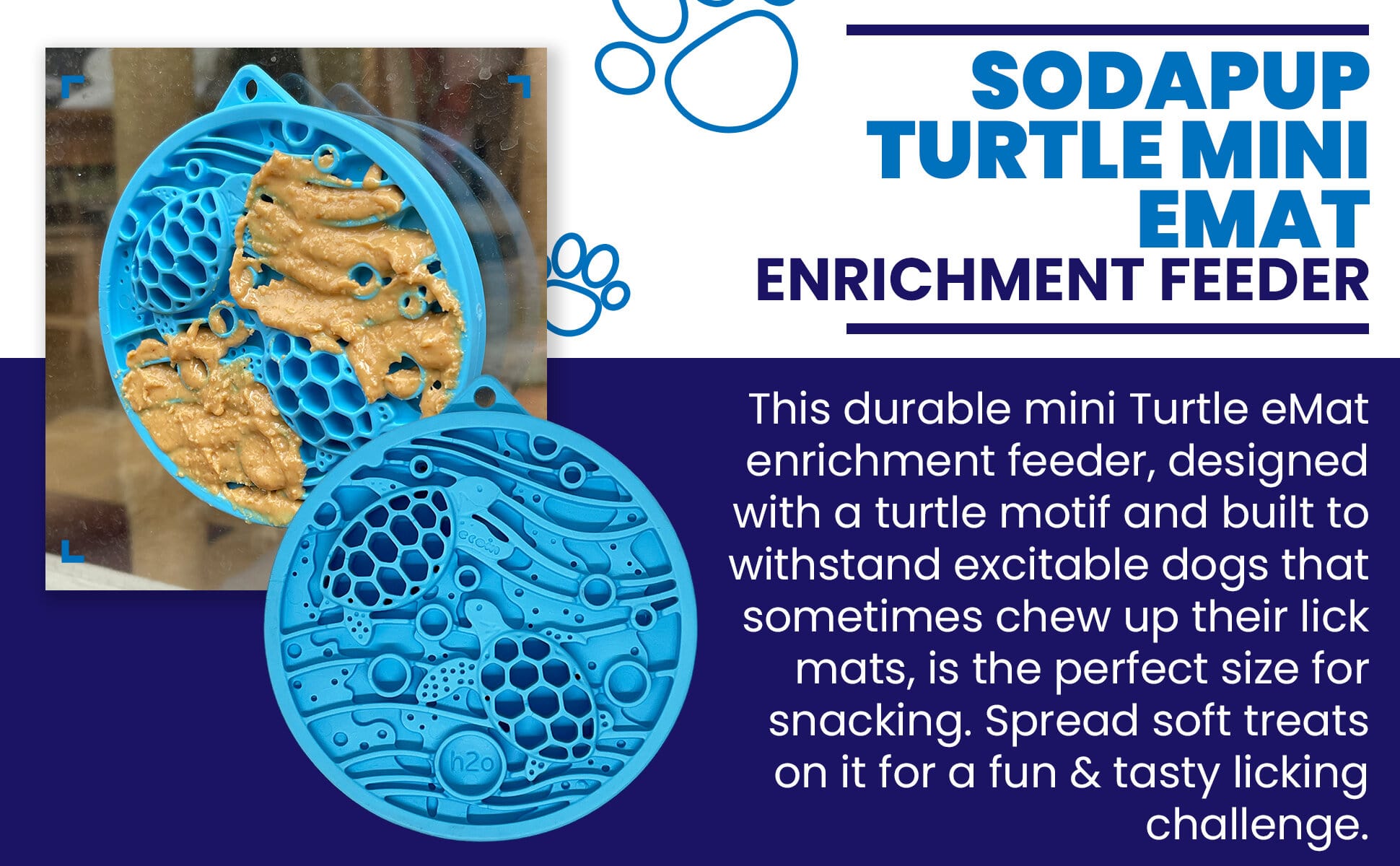 Turtle eMat-Mini Lick Mat with Suction Cups - Small Dogs & Cats | USA EMAT SodaPup/True Dogs, LLC