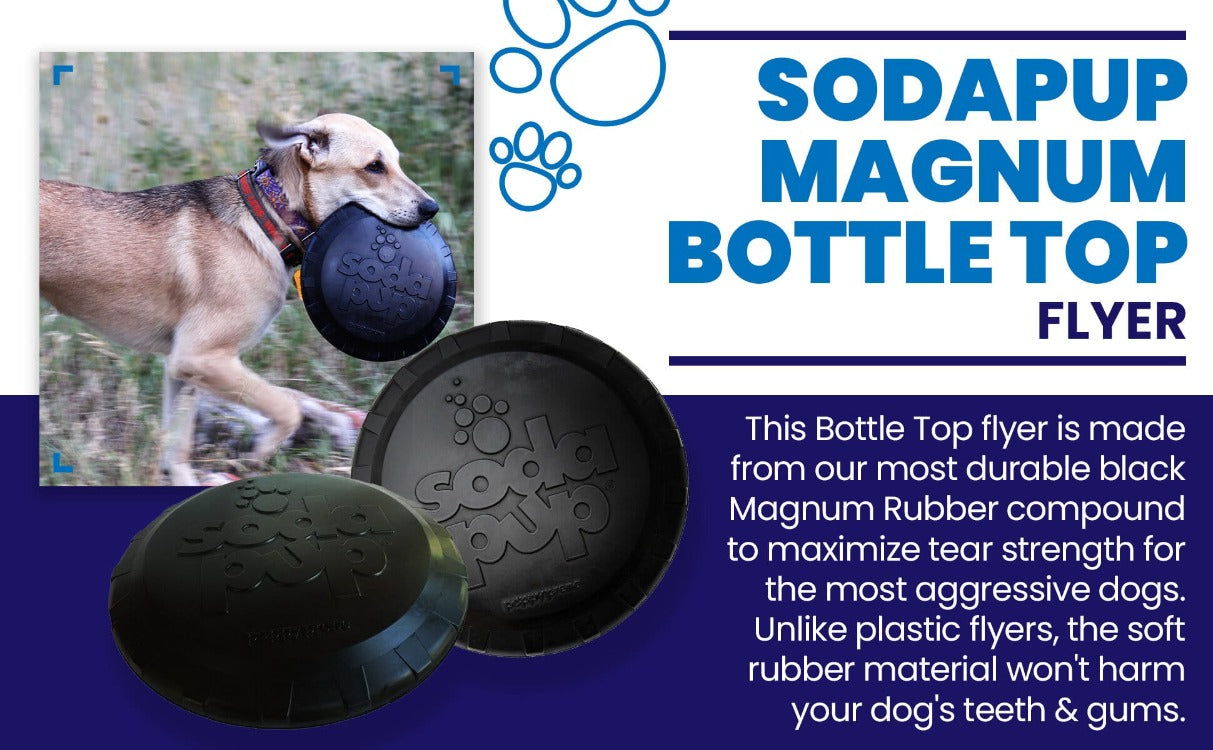 Magnum Bottle Top Flyer Ultra Durable Rubber Retrieving Frisbee - Large - Black Rubber Dog Toys SodaPup/True Dogs, LLC