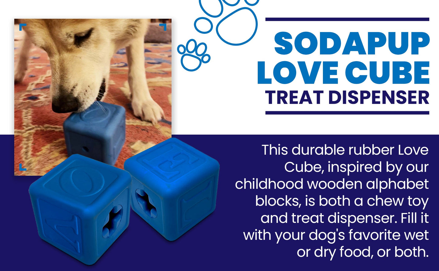 Love Cube eDispenser - Durable Rubber Chew Toy & Treat Dispenser | USA Made Rubber Dog Toys SodaPup/True Dogs, LLC