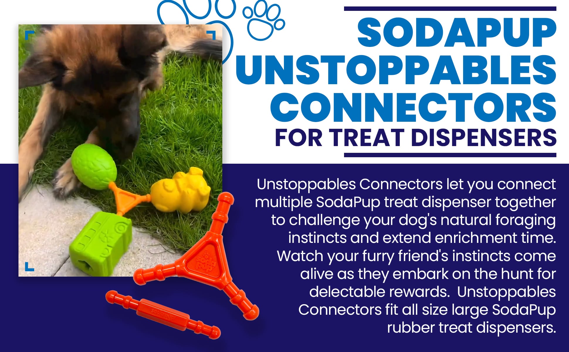 Unstoppables Connectors for SodaPup Rubber Treat Dispensers - 2 Pack Nylon Dog Toys SodaPup/True Dogs, LLC