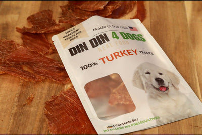 100% Turkey Dog Treats, 5 Ounce Bag, Single Ingredient, High Protein Treat Din Din 4 Dogs