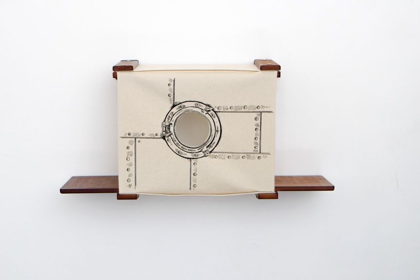 Cat Cubby for Wall - Covered Cat Bed English Chestnut Bamboo Porthole Catastrophic Creations