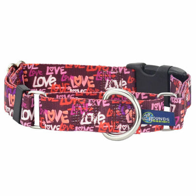 Love Graffiti Red Buckle Martingale Dog Collar – EarthStyle 1 inch Martingale Dog Collar 2 Hounds Design