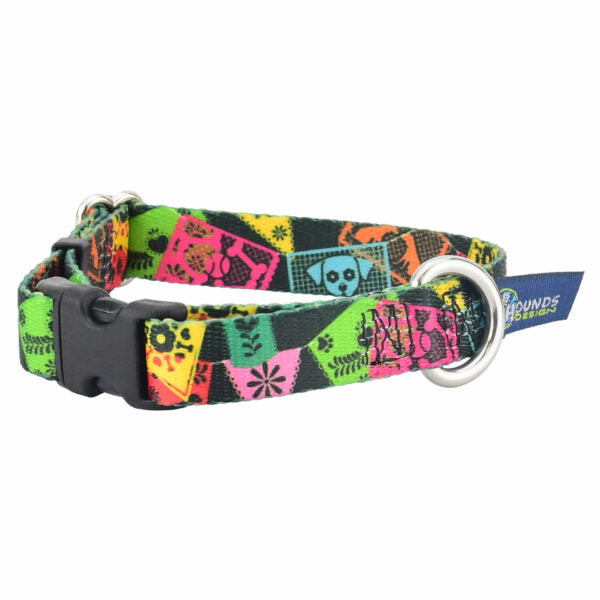 Paper Flags Dog Collar – EarthStyle 5 8 inch Dog Collar 2 Hounds Design
