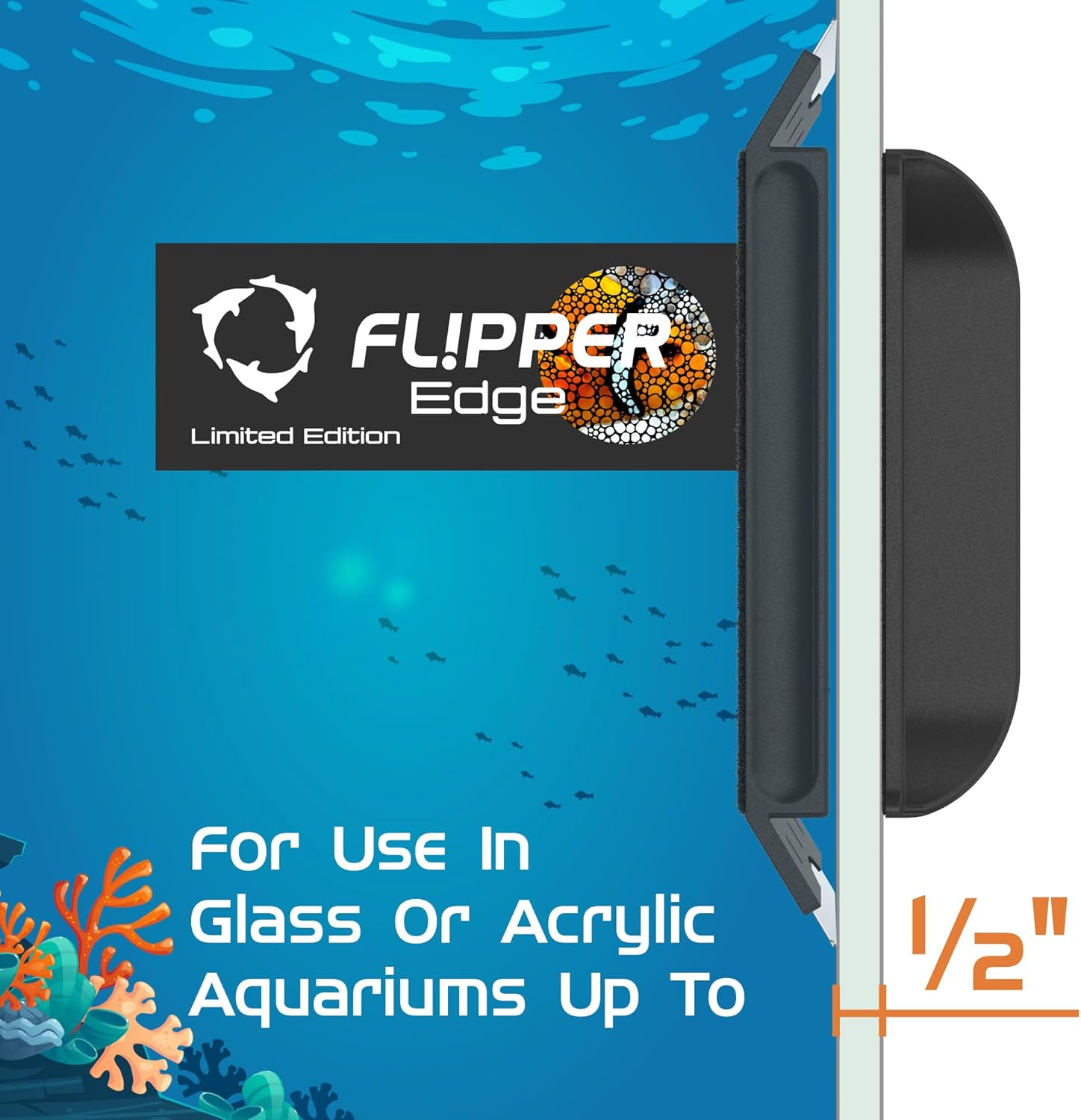 Flipper Edge Limited Edition Clownfish 2 in 1 Floating Magnetic Aquarium Algae Cleaner (STANDARD) Aquarium Cleaning Supplies Flipper Aquarium Products
