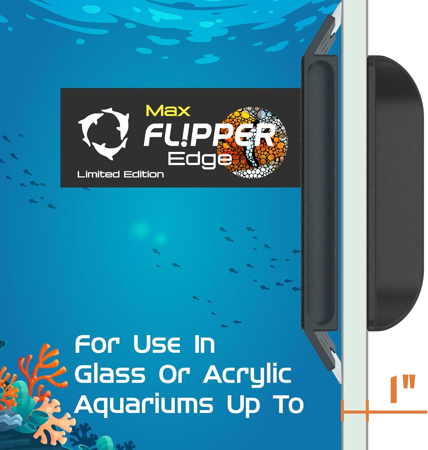 Flipper Edge Limited Edition Clownfish 2 in 1 Floating Magnetic Aquarium Algae Cleaner (MAX) Aquarium Cleaning Supplies Flipper Aquarium Products