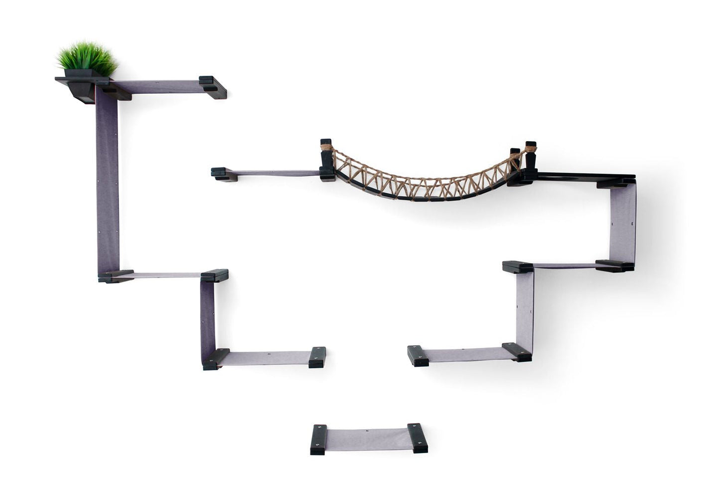 The Temple - Giant Cat Tree on Wall Onyx Bamboo Charcoal Gray Canvas Planters Cat Condo Catastrophic Creations