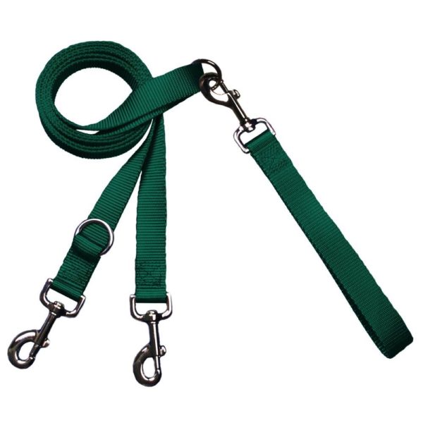 Euro Dog Leash Double Connection (Multiple Color Options) Kelly Green 2 Hounds Design