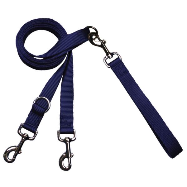 Euro Dog Leash Double Connection (Multiple Color Options) Navy Blue 2 Hounds Design