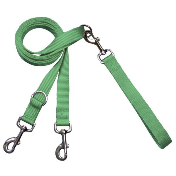 Euro Dog Leash Double Connection (Multiple Color Options) Neon Green 2 Hounds Design