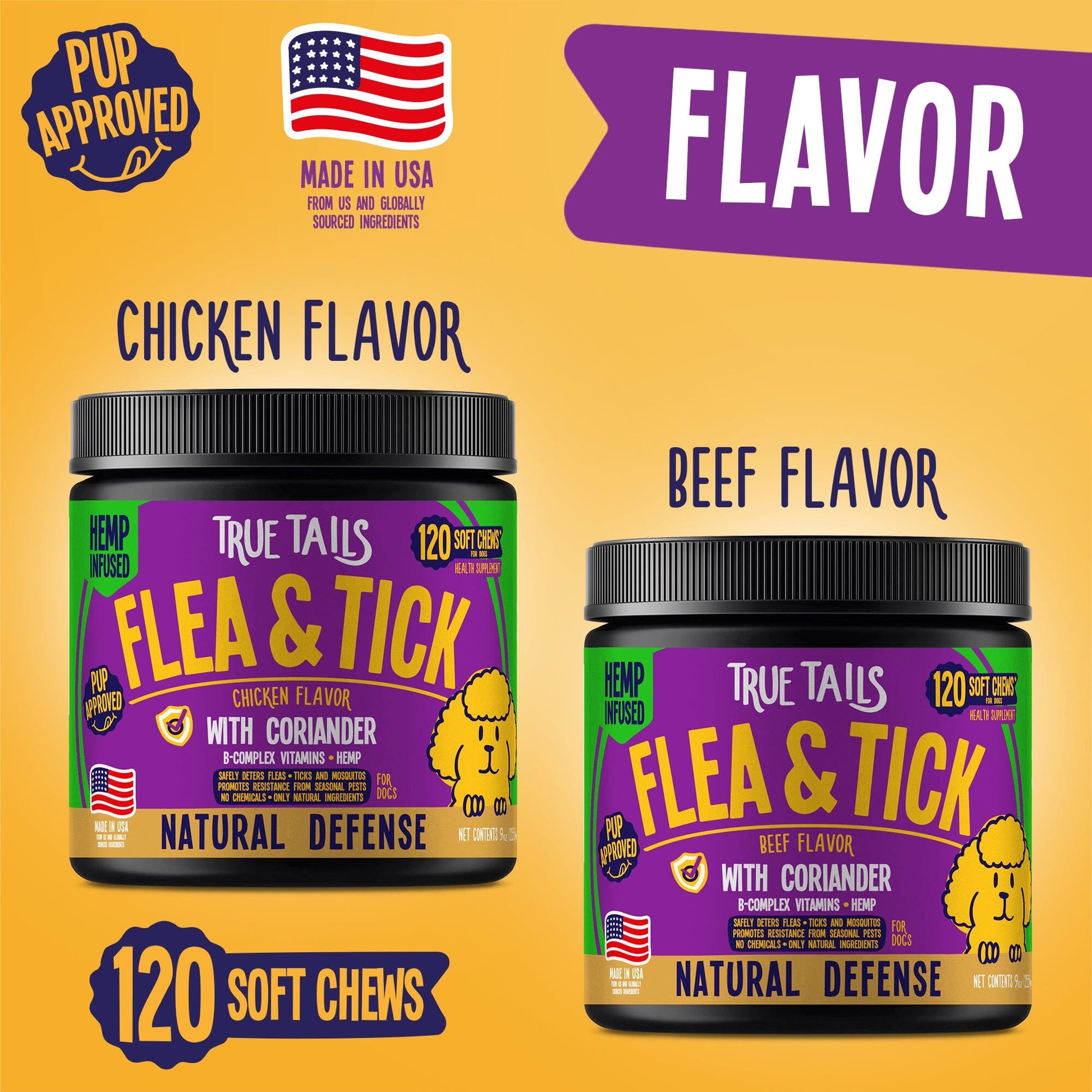 Flea & Tick With Hemp For Dogs 9oz Jar (120 count) Dog Soft Chews Dogline