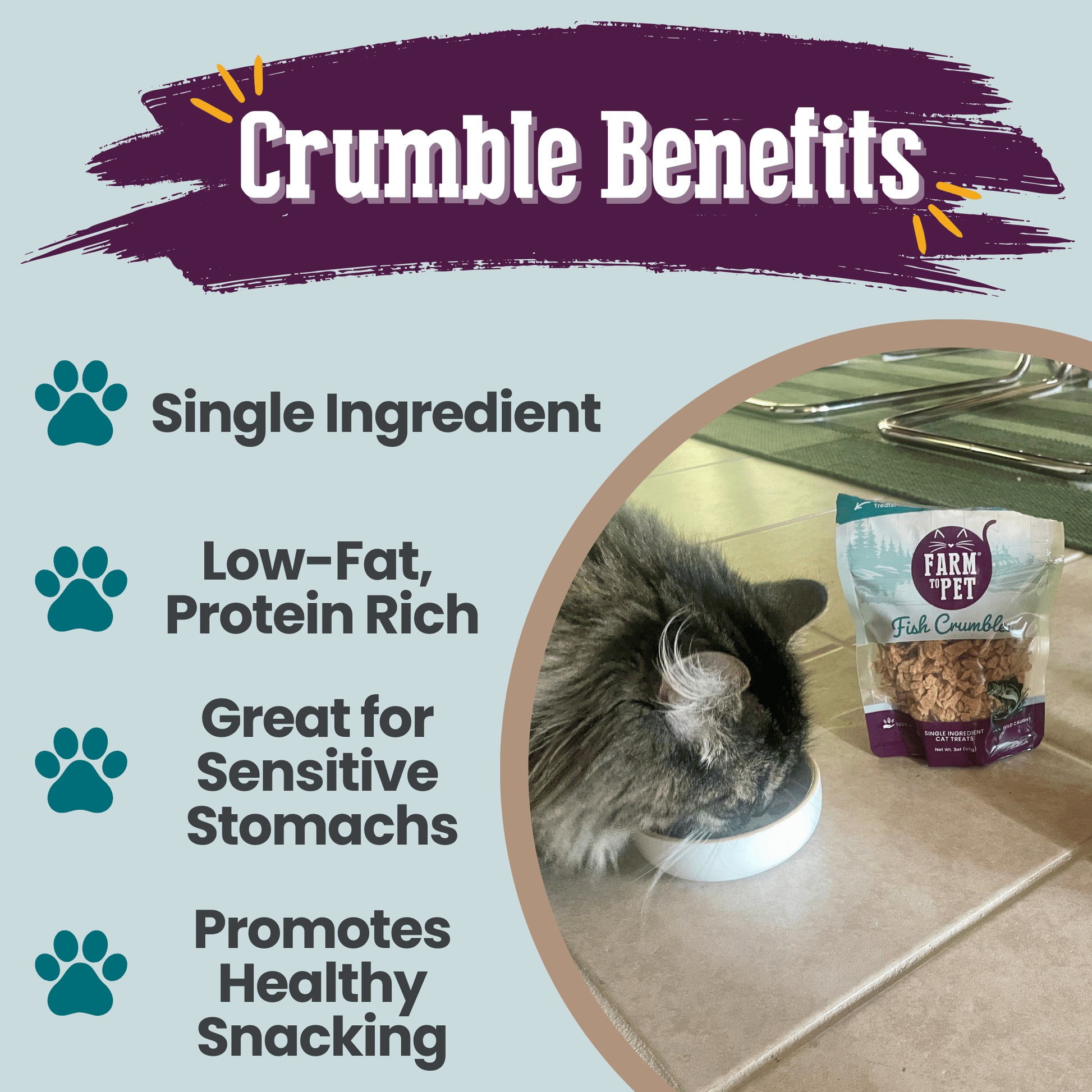 Fish Crumbles for Cats | All-Natural Fish Cat Treats Crumble Farm To Pet