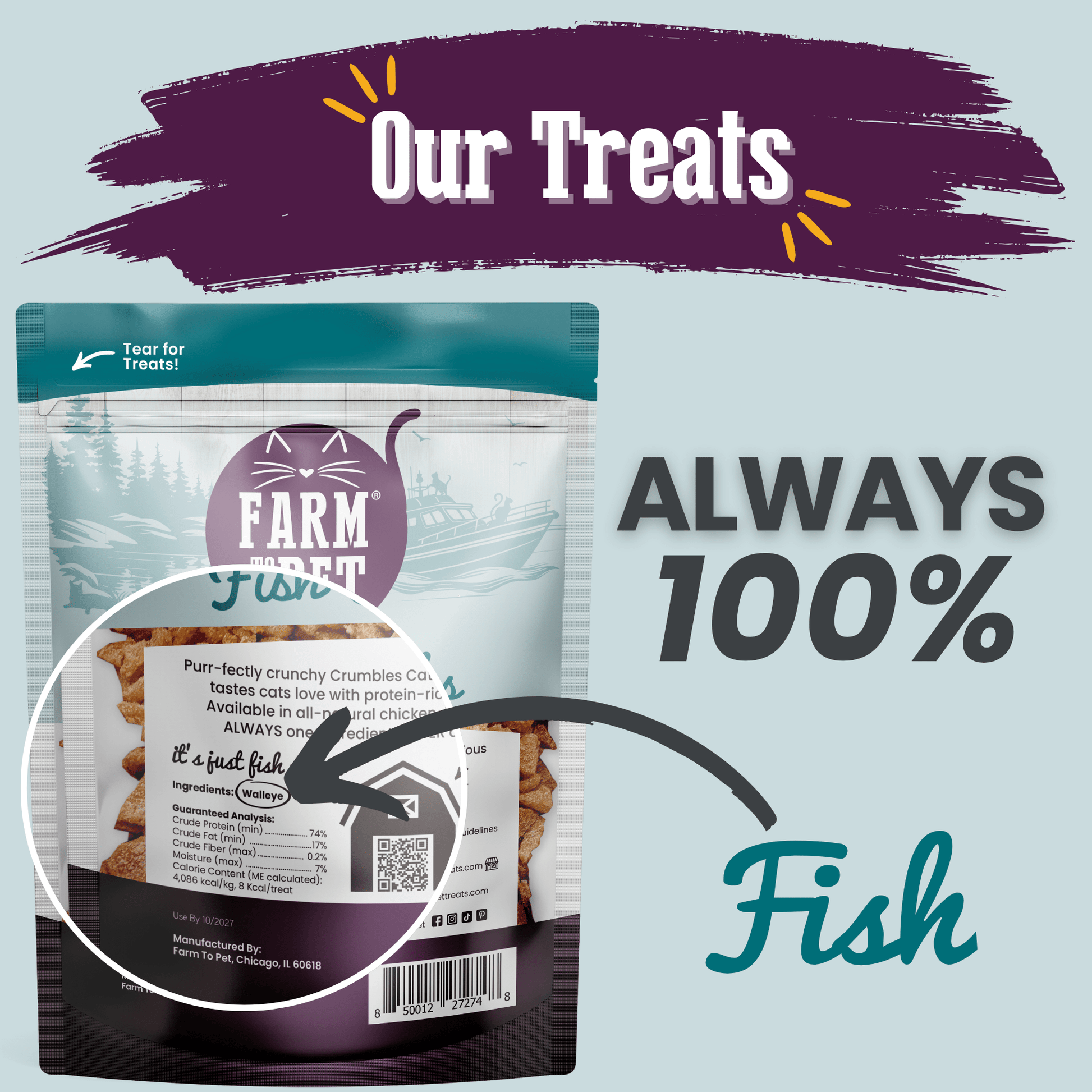 Fish Crumbles for Cats | All-Natural Fish Cat Treats Crumble Farm To Pet
