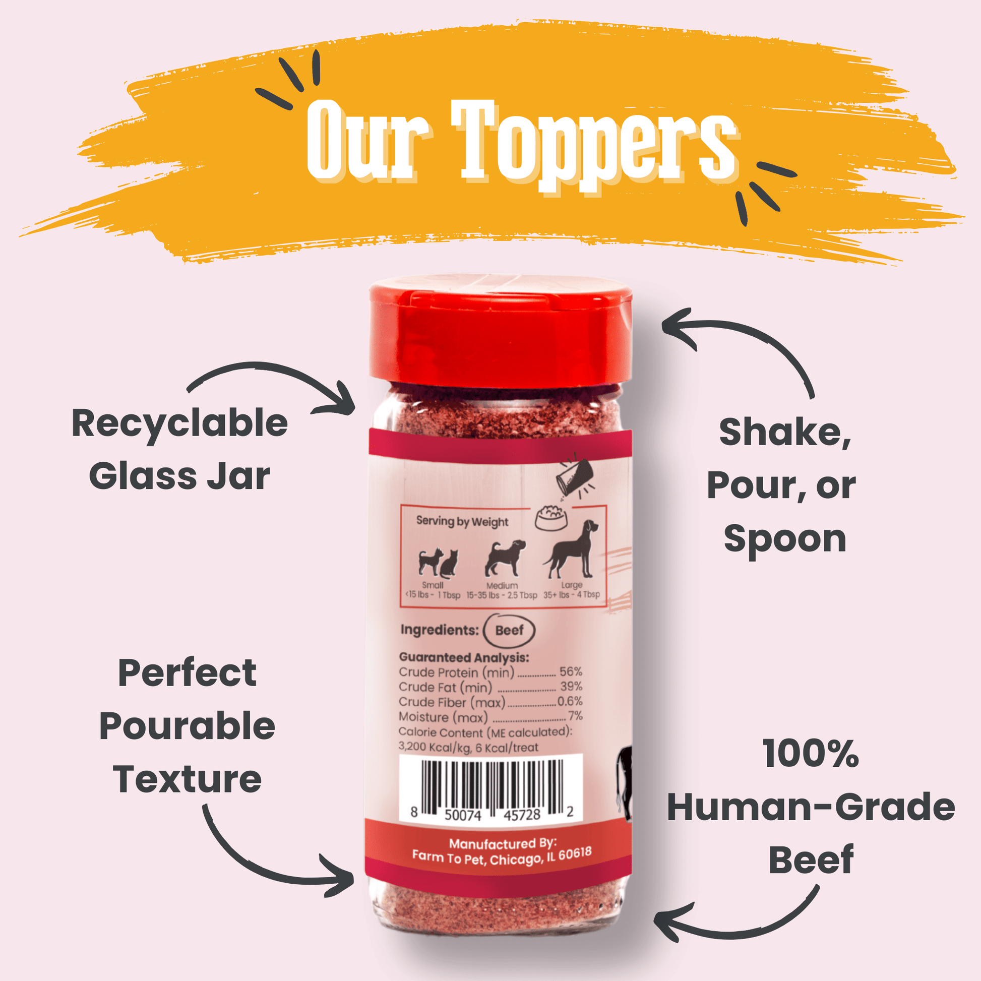 Treat Topper Beef Dog Food Topper | Powdered Meal Topper for Pets Topper Farm To Pet