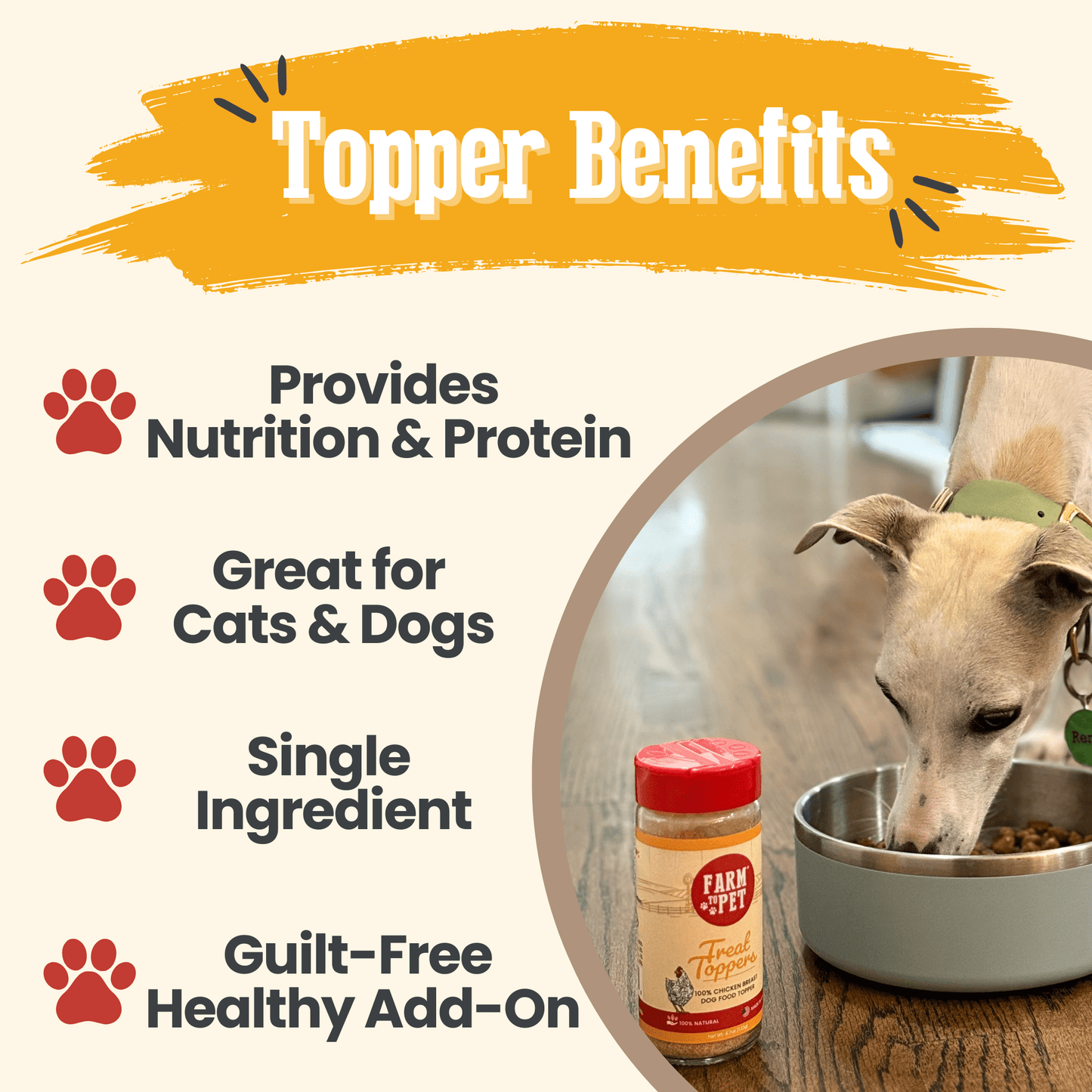 Treat Topper Chicken Dog Food Topper | Healthy Meal Supplement for Dogs Topper Farm To Pet
