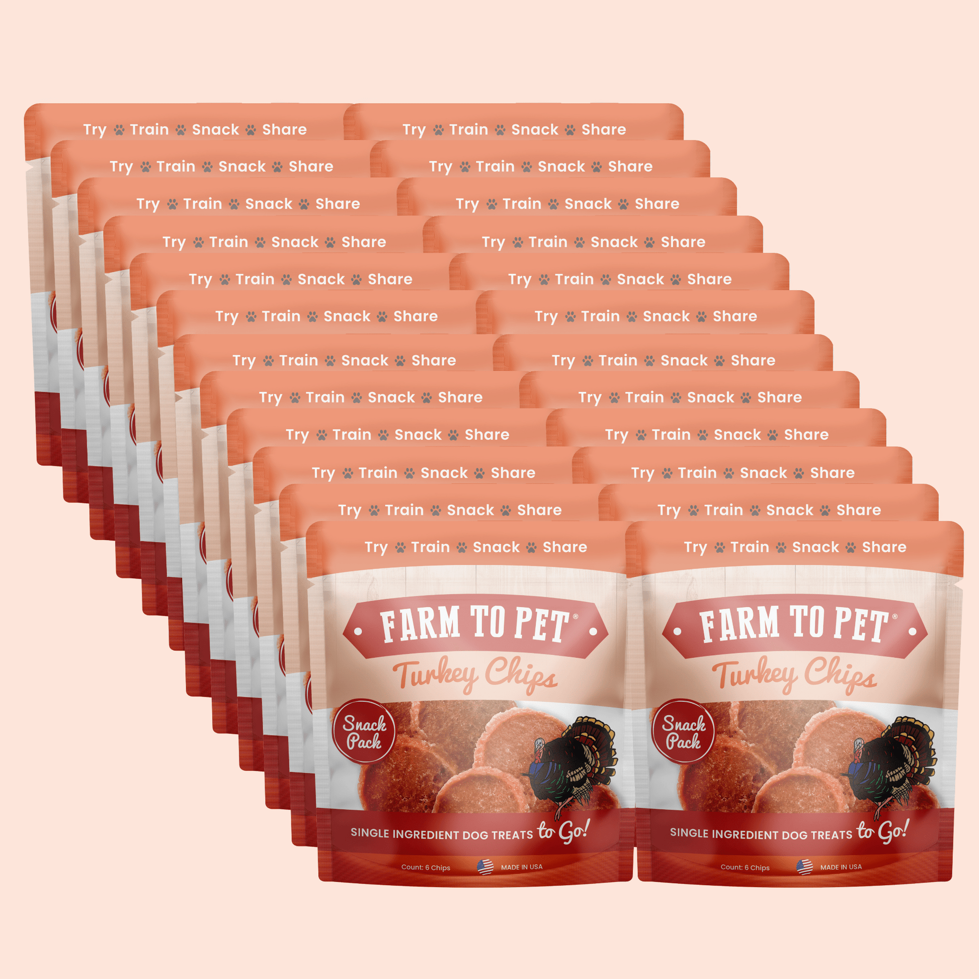 Turkey Chips Snack Pack Bundles | Low Allergen Treats for Training 24 Pack Snack Pack Farm To Pet