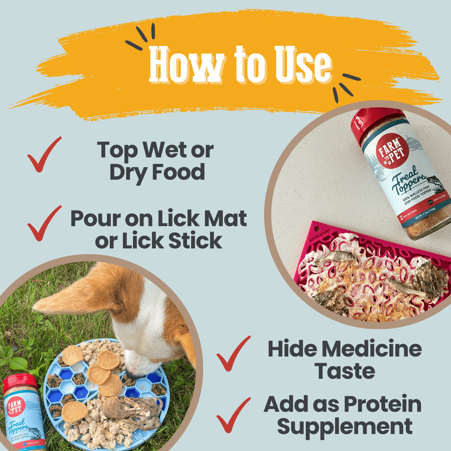 Treat Topper Fish Dog Food Topper | Low-Fat Meal Topper for Pets Topper Farm To Pet