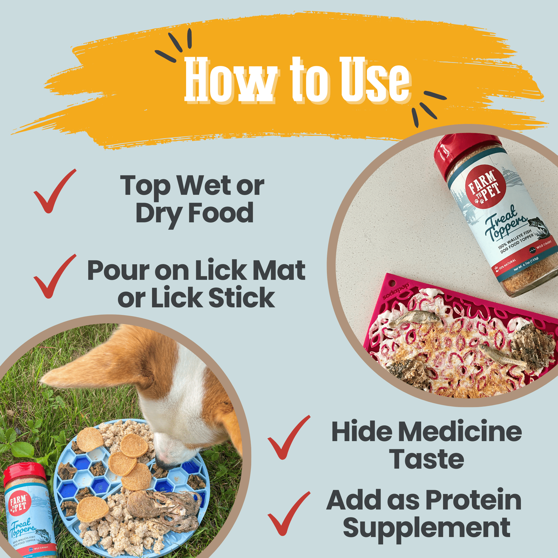 Treat Topper Fish Dog Food Topper | Low-Fat Meal Topper for Pets Topper Farm To Pet