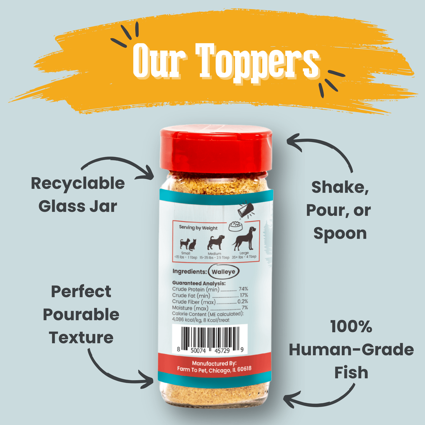 Treat Topper Fish Dog Food Topper | Low-Fat Meal Topper for Pets Topper Farm To Pet