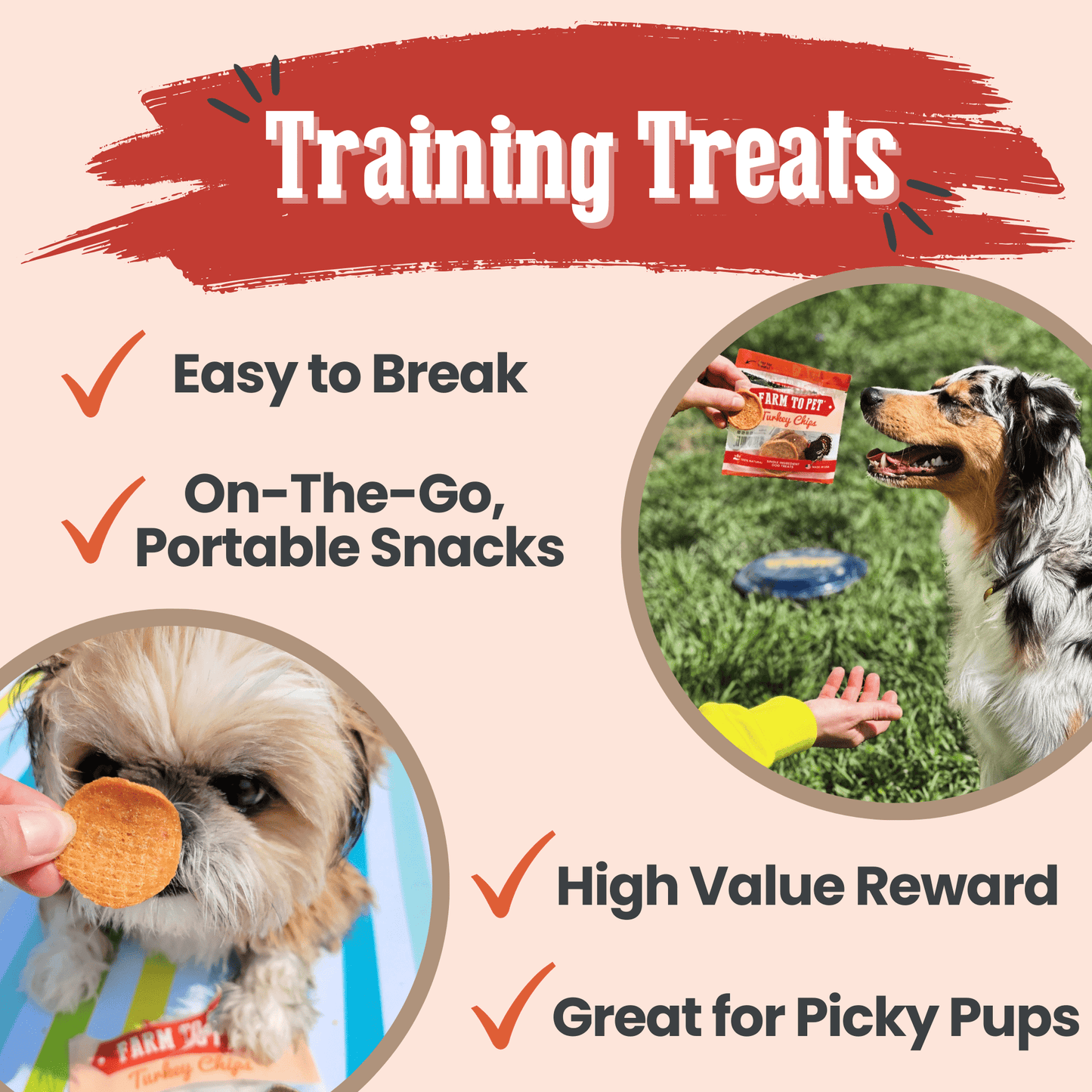 Turkey Chips Snack Pack Bundles | Low Allergen Treats for Training Snack Pack Farm To Pet