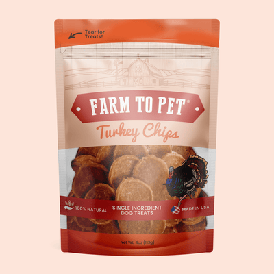 Turkey Chips for Dogs | All-Natural Single-Ingredient Healthy Dog Treats Standard 4oz Chip Farm To Pet