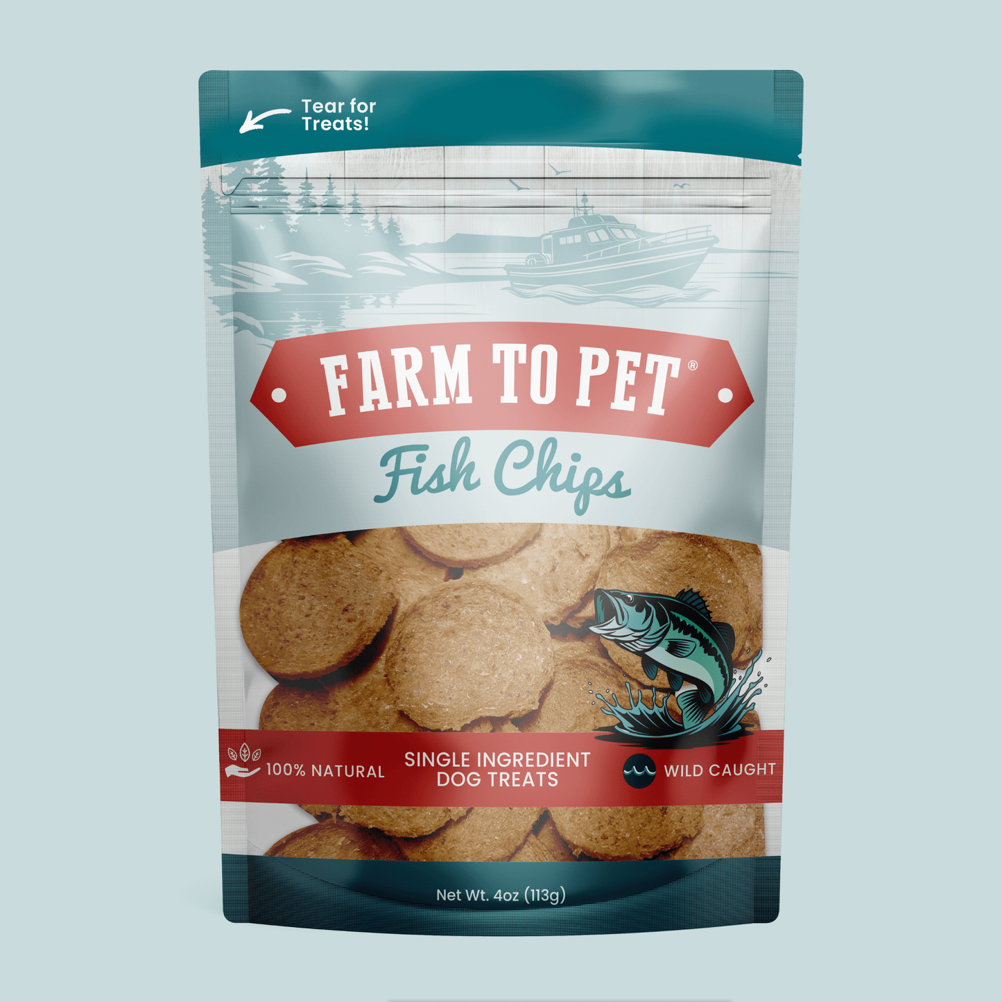 Fish Chips for Dogs | Wild-Caught Fish Dog Treats Standard 4oz Chip Farm To Pet