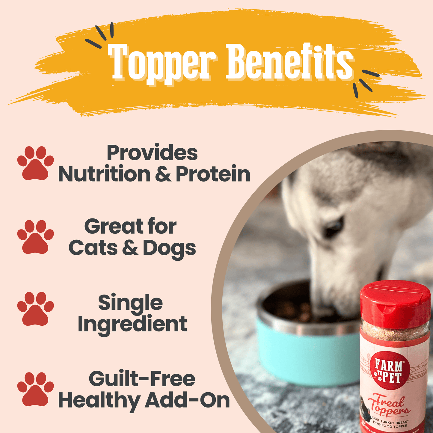 Treat Topper Turkey Dog Food Topper | Healthy Meal Supplement for Dogs Topper Farm To Pet