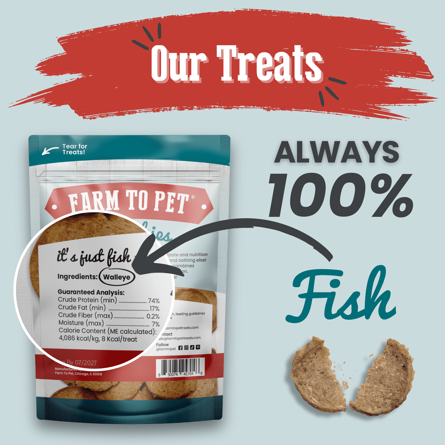 Fish Chips for Dogs | Wild-Caught Fish Dog Treats Chip Farm To Pet